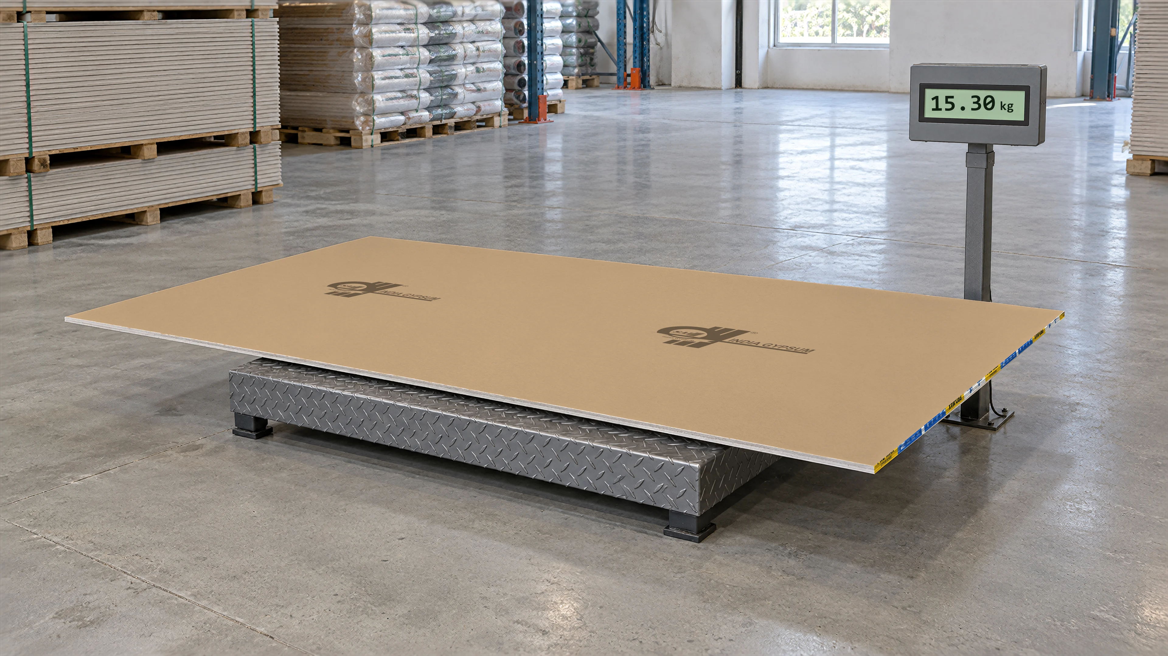 One Pro Max board lies on a platform scale; the display reads 15.30 kg