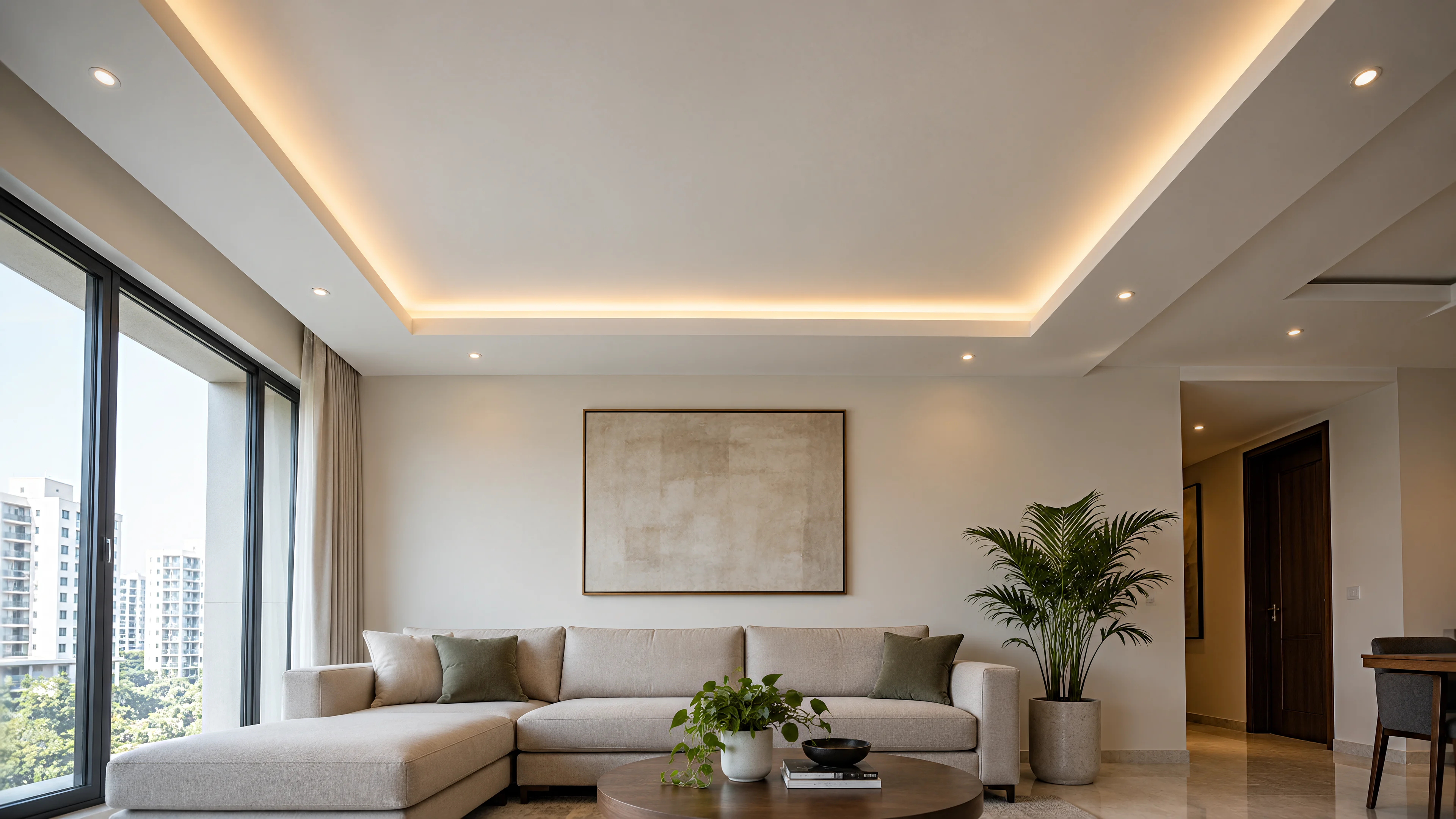 Homes: a finished gypsum board ceiling