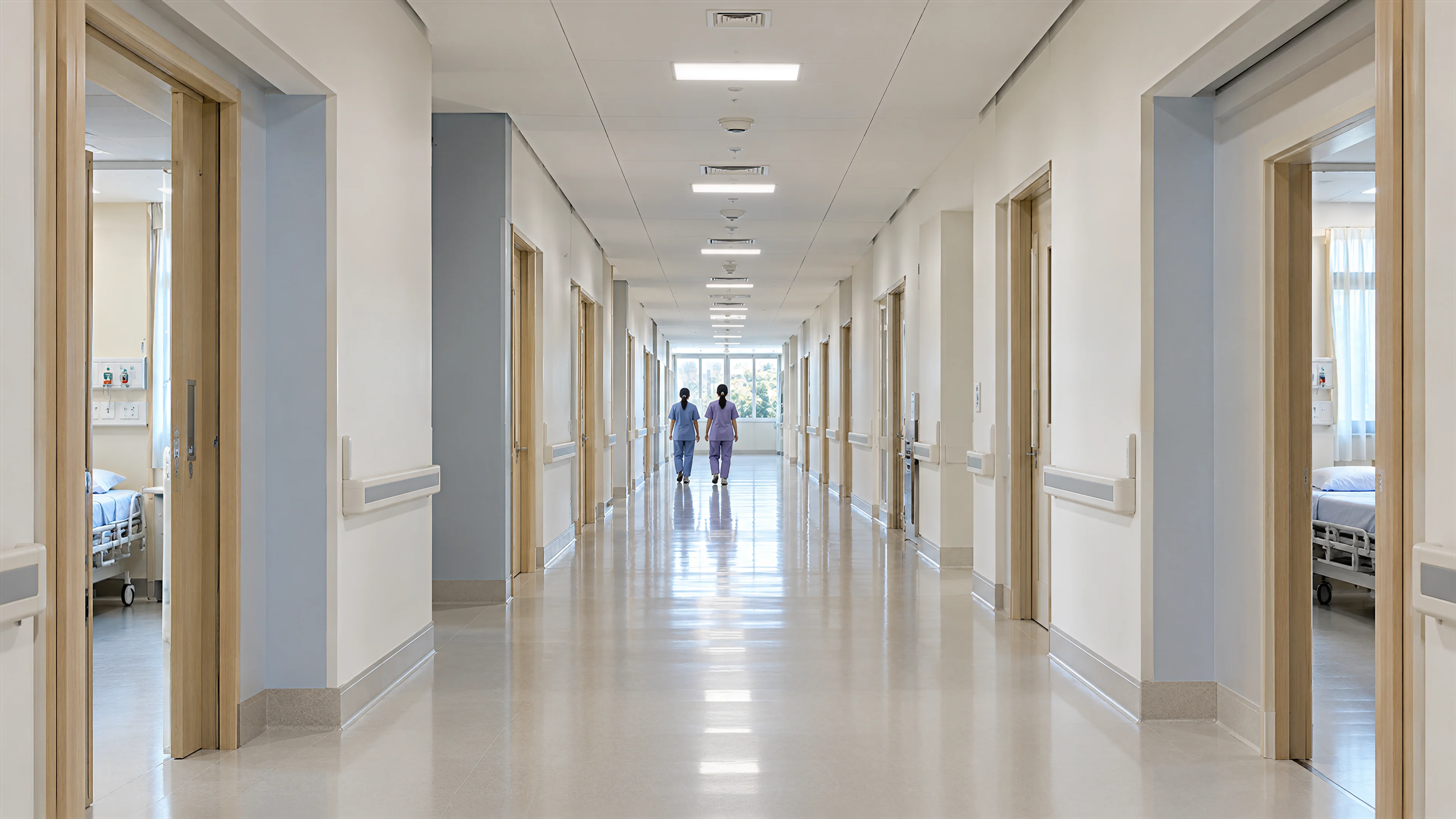 Hospitals: a finished gypsum board ceiling