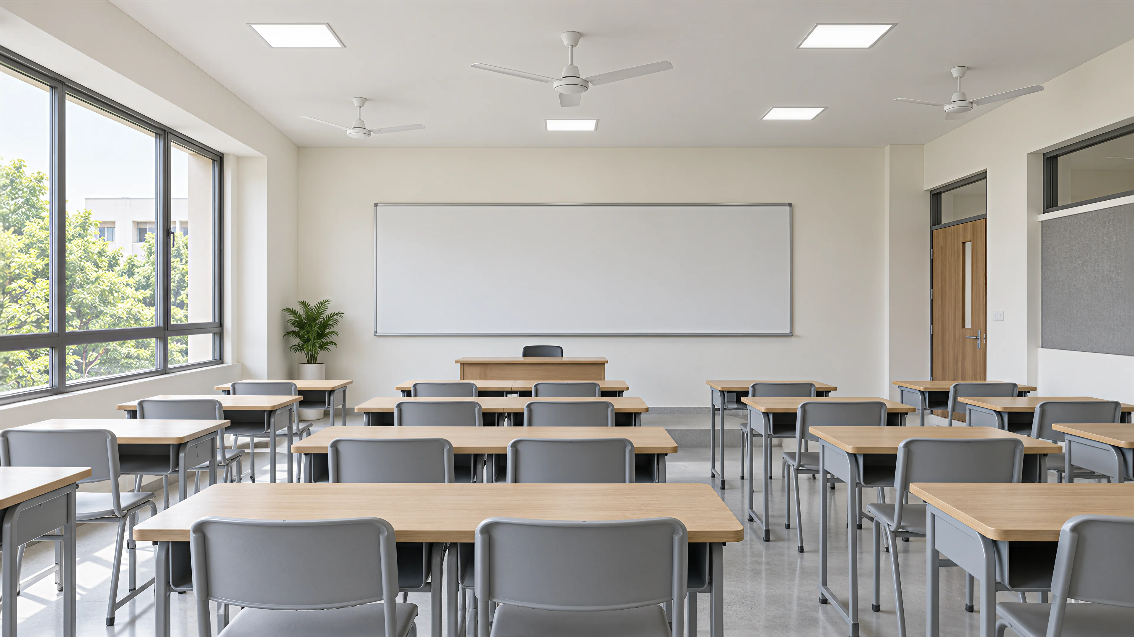 Schools: a finished gypsum board ceiling